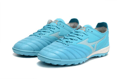 Men's Mizuno WAVE CUP Classic TF Artificial Turf Low-Tops Football Shoes - Blue/Grey/White