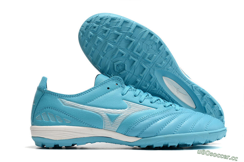 Men's Mizuno WAVE CUP Classic TF Artificial Turf Low-Tops Football Shoes - Blue/Grey/White 2