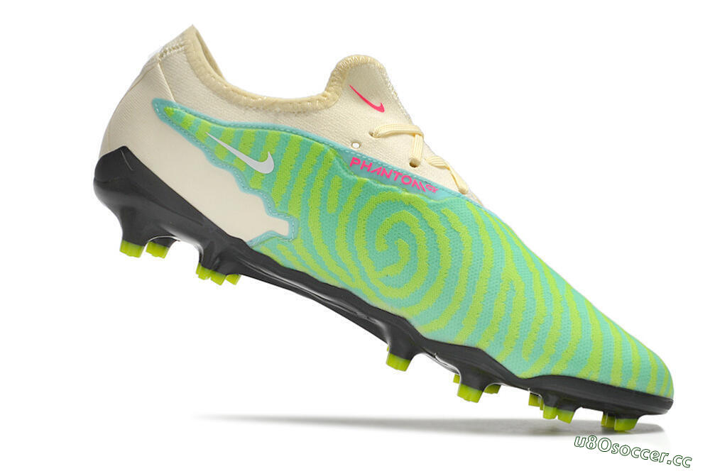 Men's Nike React Phantom GX Academy FG Firm Ground Low-Tops Football Boots - Green/Beige/Black 4