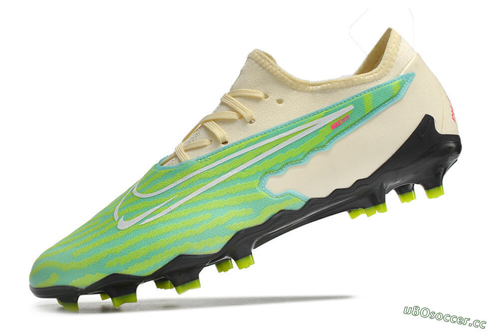 Men's Nike React Phantom GX Academy FG Firm Ground Low-Tops Football Boots - Green/Beige/Black 5