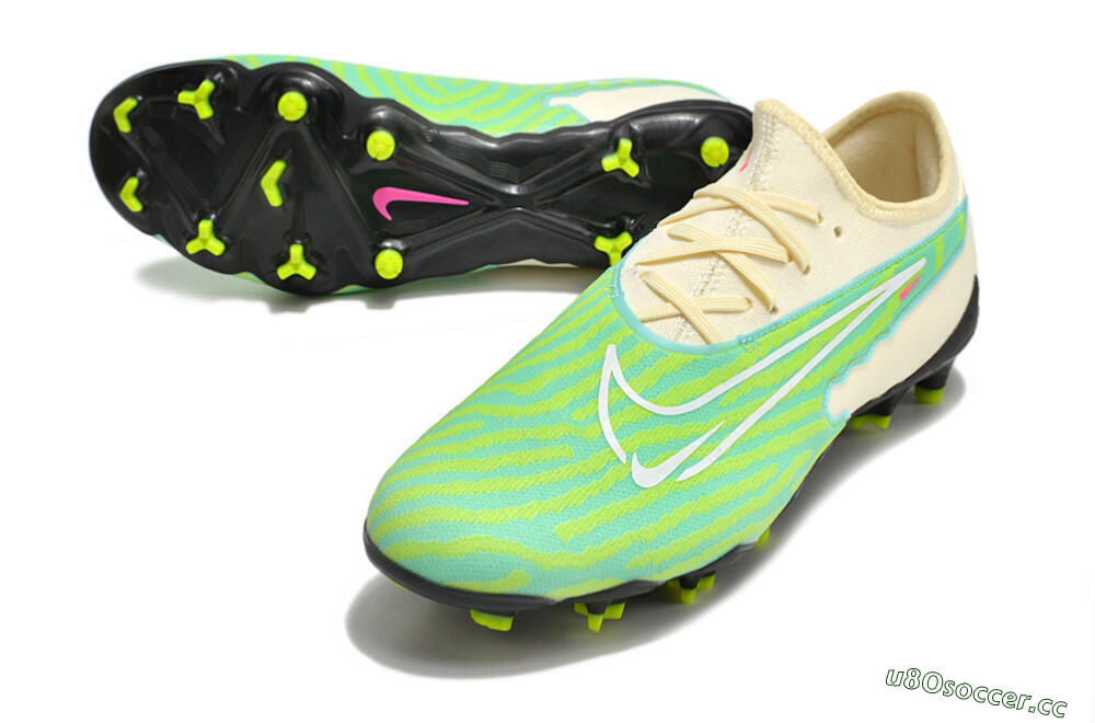 Men's Nike React Phantom GX Academy FG Firm Ground Low-Tops Football Boots - Green/Beige/Black 3