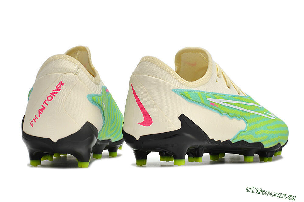 Men's Nike React Phantom GX Academy FG Firm Ground Low-Tops Football Boots - Green/Beige/Black 6