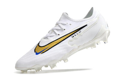 Men's Nike React Phantom GX Academy FG Firm Ground Low-Tops Football Boots - White/Gold/Blue