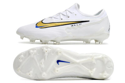 Men's Nike React Phantom GX Academy FG Firm Ground Low-Tops Football Boots - White/Gold/Blue