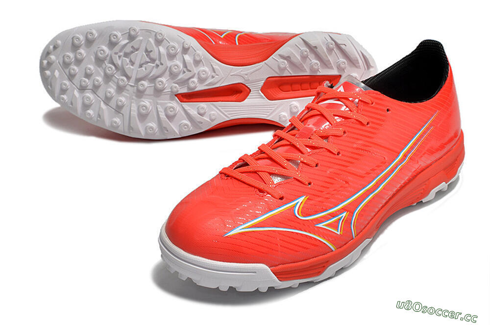 Men's Mizuno Alpha Made in Japan TF Artificial Turf Low-Tops Football Shoes - Red/Yellow/White 3