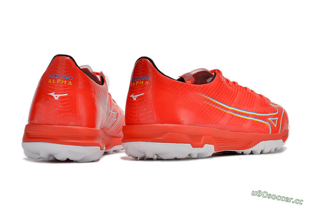 Men's Mizuno Alpha Made in Japan TF Artificial Turf Low-Tops Football Shoes - Red/Yellow/White 6