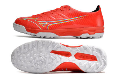 Men's Mizuno Alpha Made in Japan TF Artificial Turf Low-Tops Football Shoes - Red/Yellow/White