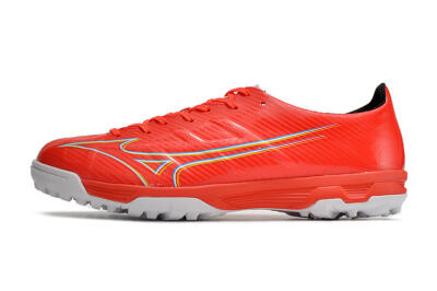 Men's Mizuno Alpha Made in Japan TF Artificial Turf Low-Tops Football Shoes - Red/Yellow/White
