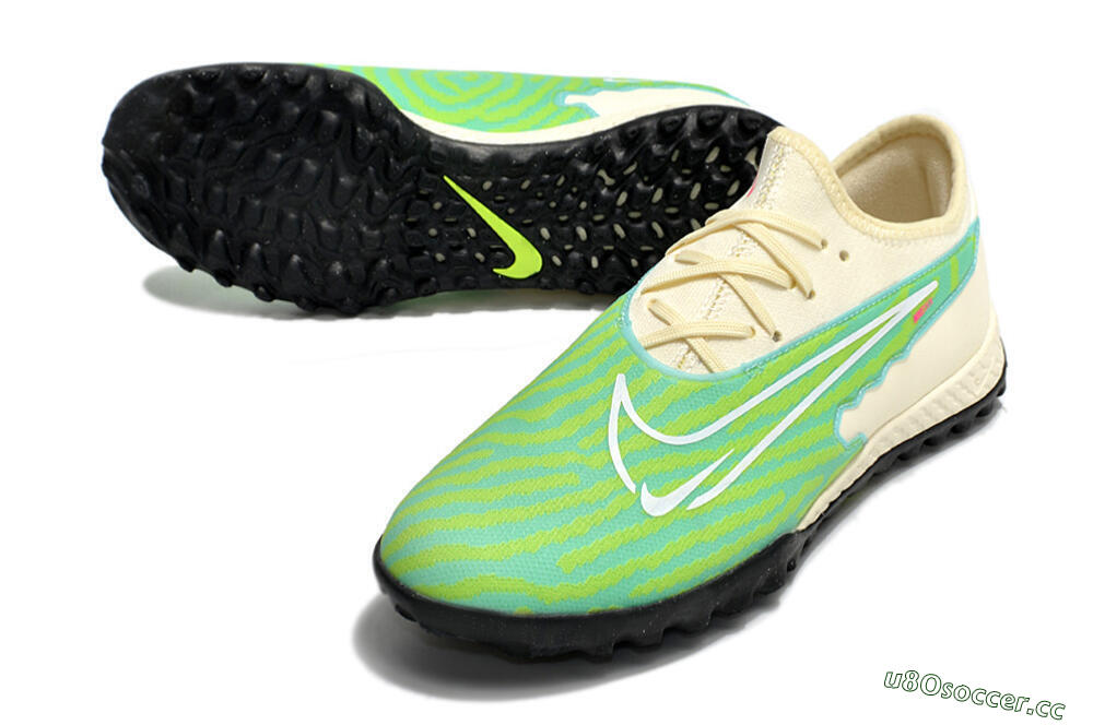 Men's Nike React Phantom GX Pro TF Artificial Turf Low-Tops Football Shoes - Green/Beige/Black 3