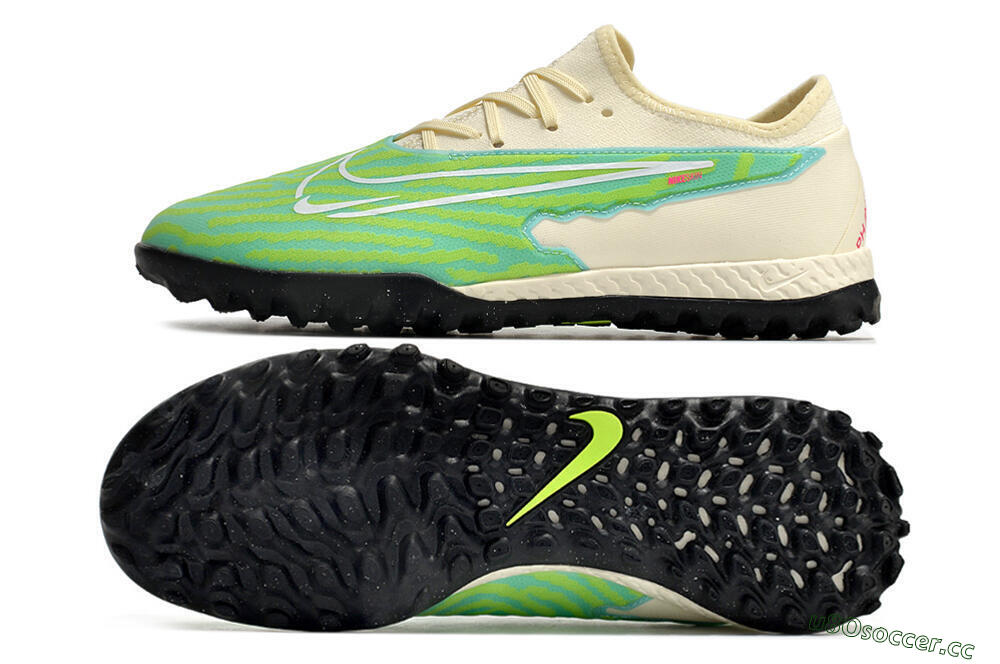 Men's Nike React Phantom GX Pro TF Artificial Turf Low-Tops Football Shoes - Green/Beige/Black 1