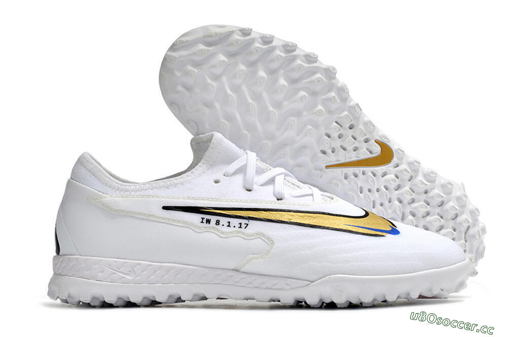 Men's Nike React Phantom GX Pro TF Artificial Turf Low-Tops Football Shoes - White/Gold/Black 2