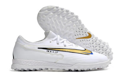 Men's Nike React Phantom GX Pro TF Artificial Turf Low-Tops Football Shoes - White/Gold/Black