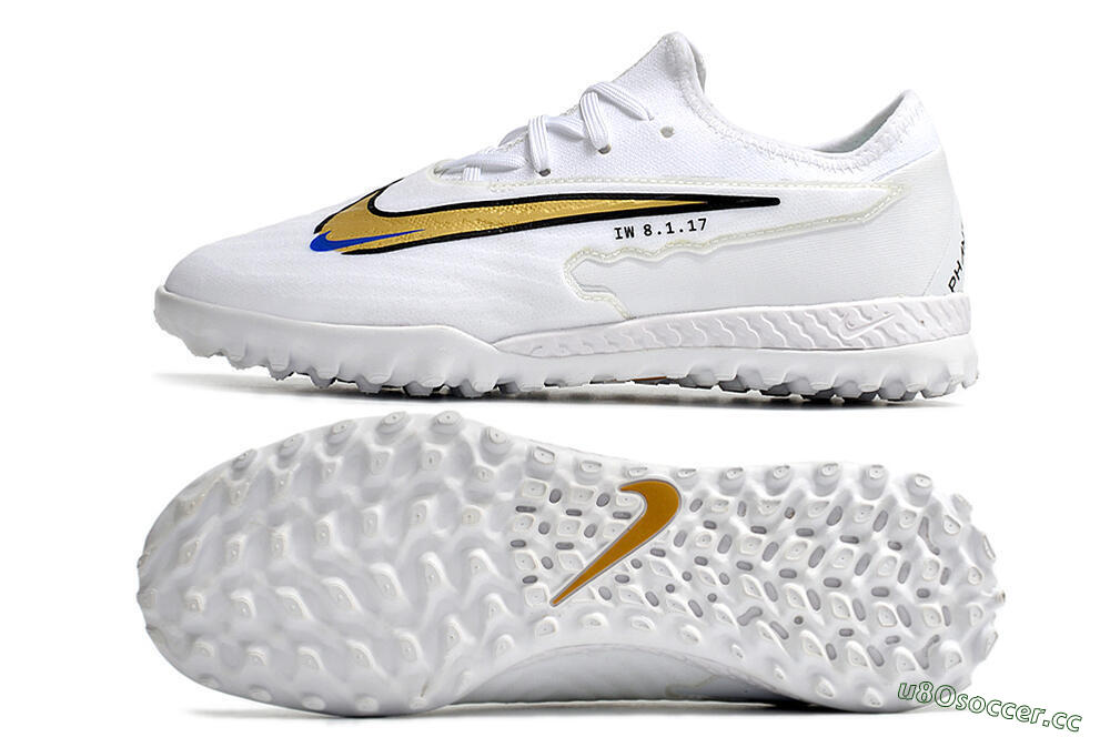 Men's Nike React Phantom GX Pro TF Artificial Turf Low-Tops Football Shoes - White/Gold/Black 1