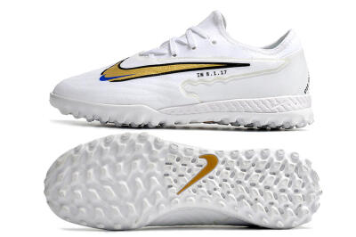 Men's Nike React Phantom GX Pro TF Artificial Turf Low-Tops Football Shoes - White/Gold/Black