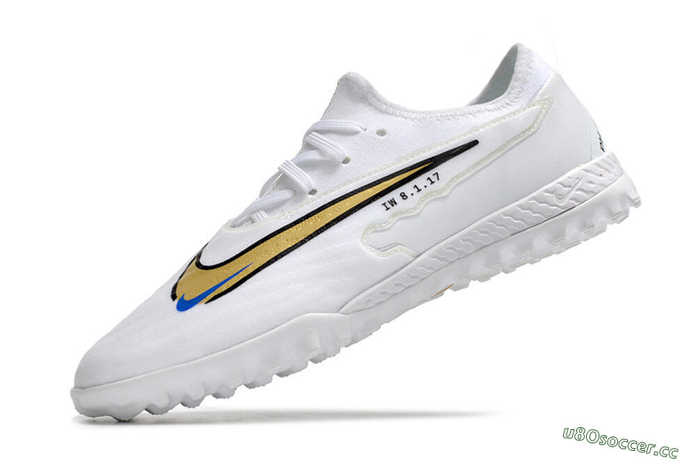 Men's Nike React Phantom GX Pro TF Artificial Turf Low-Tops Football Shoes - White/Gold/Black 5