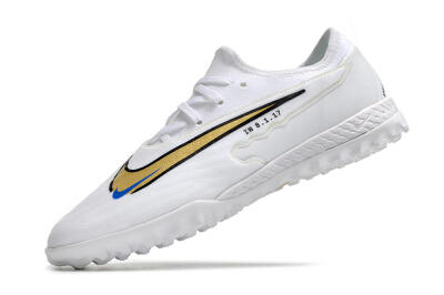 Men's Nike React Phantom GX Pro TF Artificial Turf Low-Tops Football Shoes - White/Gold/Black