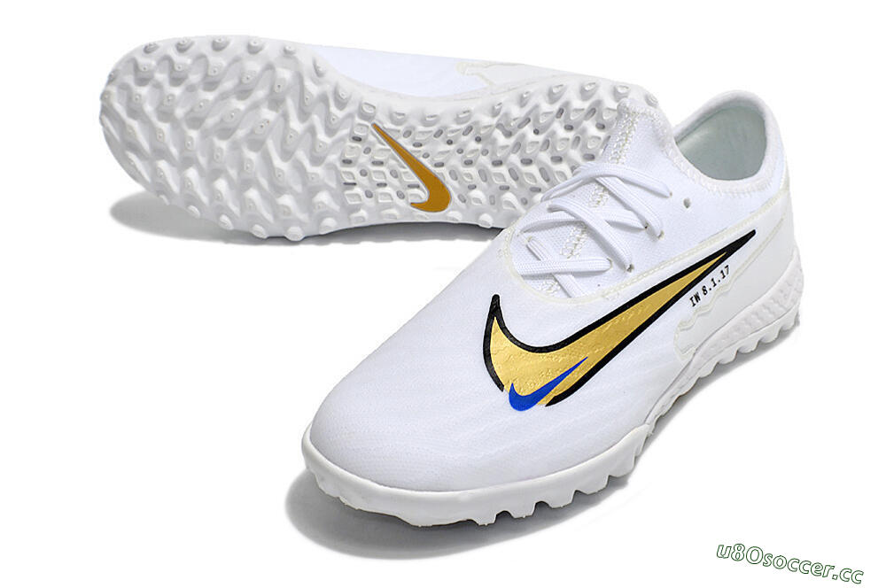 Men's Nike React Phantom GX Pro TF Artificial Turf Low-Tops Football Shoes - White/Gold/Black 3