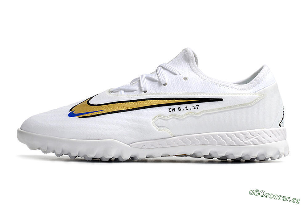 Men's Nike React Phantom GX Pro TF Artificial Turf Low-Tops Football Shoes - White/Gold/Black 0