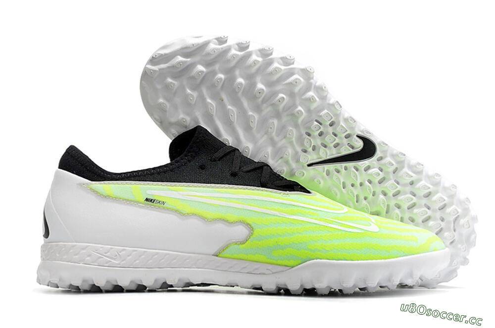 Men's Nike React Phantom GX Pro TF Artificial Turf Low-Tops Football Shoes - Green/Black/White 2