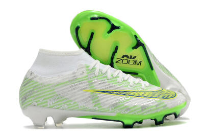 Men's Nike Air Zoom Mercurial Superfly 9 Academy FG Firm Ground High-Tops Football Boots - White/Green/Yellow