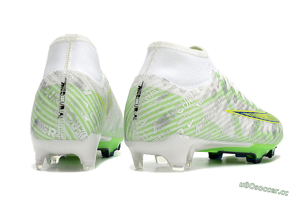 Men's Nike Air Zoom Mercurial Superfly 9 Academy FG Firm Ground High-Tops Football Boots - White/Green/Yellow 6