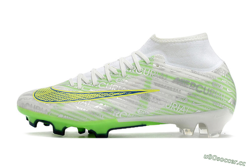 Men's Nike Air Zoom Mercurial Superfly 9 Academy FG Firm Ground High-Tops Football Boots - White/Green/Yellow 0