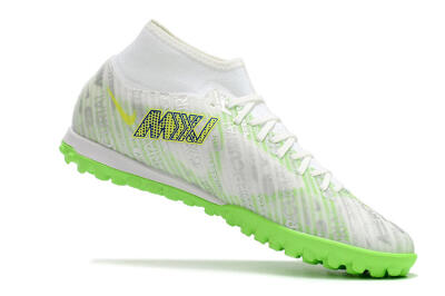 Men's Nike Air Zoom Mercurial Superfly 9 Academy TF Artificial Turf High-Tops Football Shoes - White/Green/Yellow