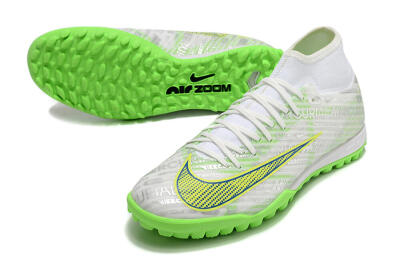 Men's Nike Air Zoom Mercurial Superfly 9 Academy TF Artificial Turf High-Tops Football Shoes - White/Green/Yellow