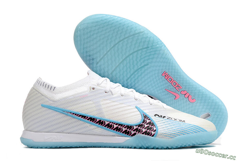Men's Nike Air Zoom Mercurial Vapor 15 Elite IC Indoor & Futsal Low-Tops Football Shoes - White/Blue/Black/Pink 2