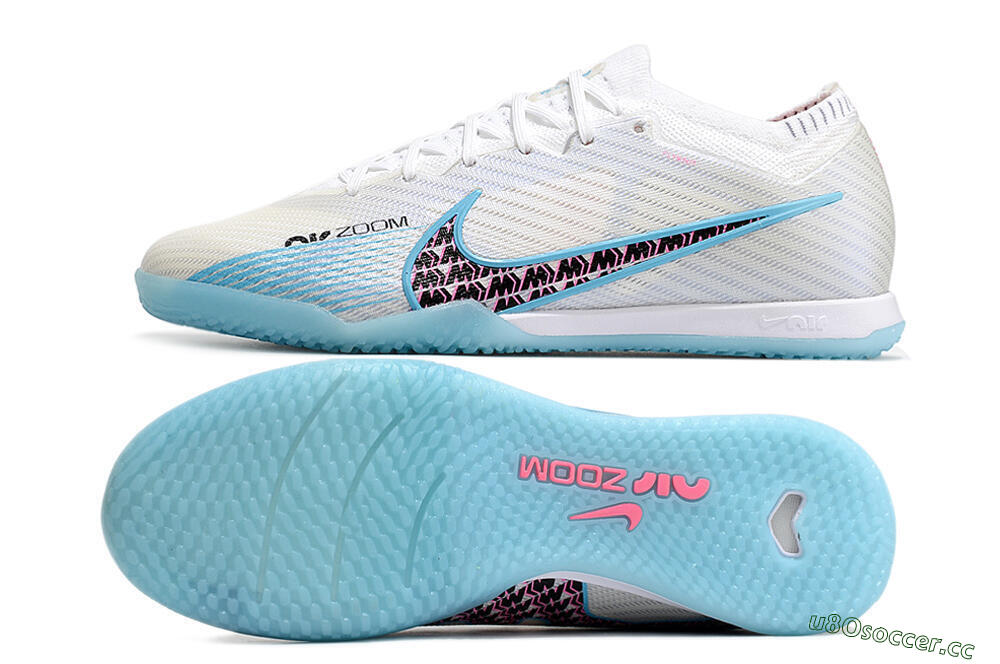 Men's Nike Air Zoom Mercurial Vapor 15 Elite IC Indoor & Futsal Low-Tops Football Shoes - White/Blue/Black/Pink 1