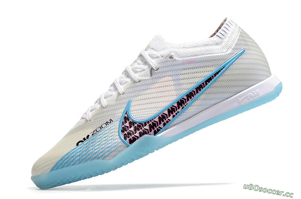 Men's Nike Air Zoom Mercurial Vapor 15 Elite IC Indoor & Futsal Low-Tops Football Shoes - White/Blue/Black/Pink 5
