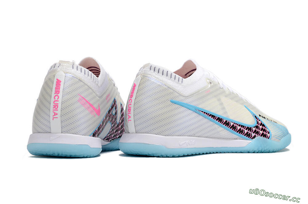 Men's Nike Air Zoom Mercurial Vapor 15 Elite IC Indoor & Futsal Low-Tops Football Shoes - White/Blue/Black/Pink 6