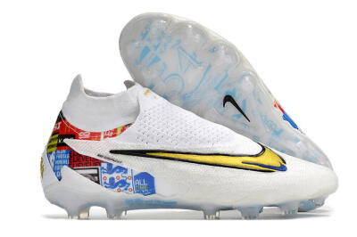 Men's Harry Kane x Nike Phantom GX DF Elite FG Firm Ground Low-Tops Football Boots - White/Gold/Blue