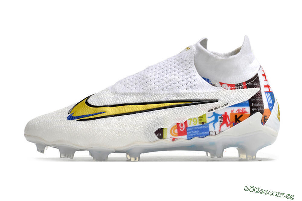 Men's Harry Kane x Nike Phantom GX DF Elite FG Firm Ground Low-Tops Football Boots - White/Gold/Blue 0