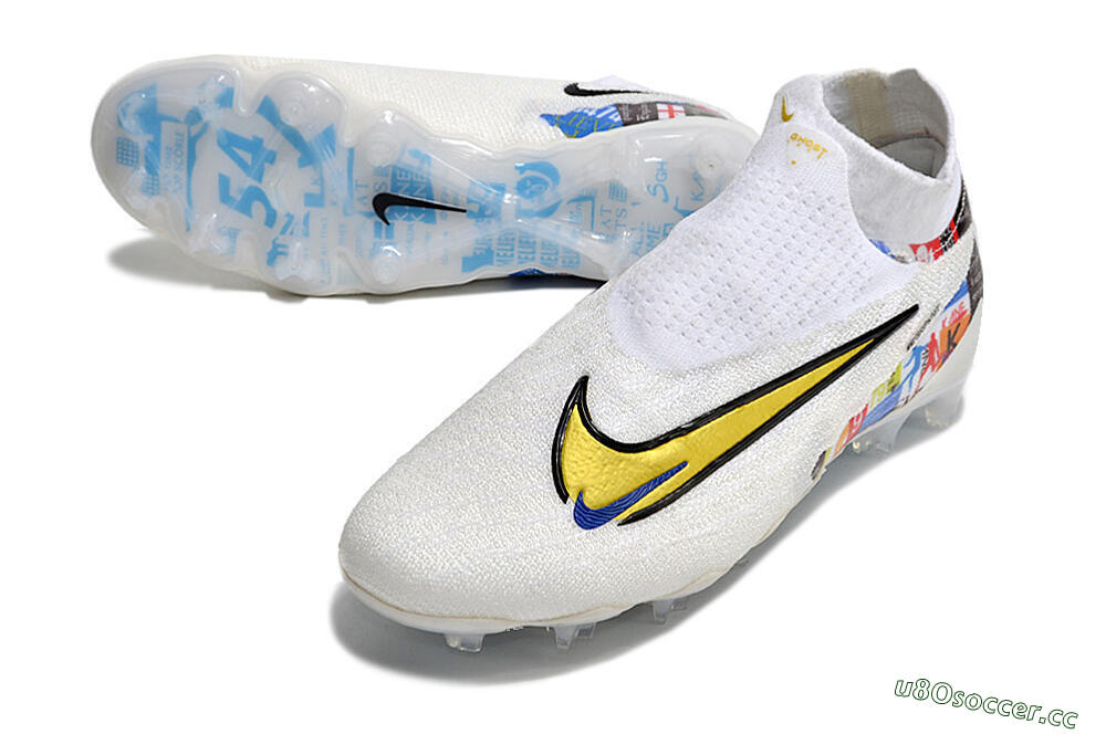 Men's Harry Kane x Nike Phantom GX DF Elite FG Firm Ground Low-Tops Football Boots - White/Gold/Blue 3