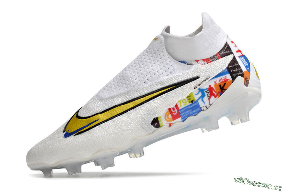 Men's Harry Kane x Nike Phantom GX DF Elite FG Firm Ground Low-Tops Football Boots - White/Gold/Blue 5