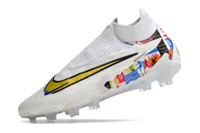 Men's Harry Kane x Nike Phantom GX DF Elite FG Firm Ground Low-Tops Football Boots - White/Gold/Blue