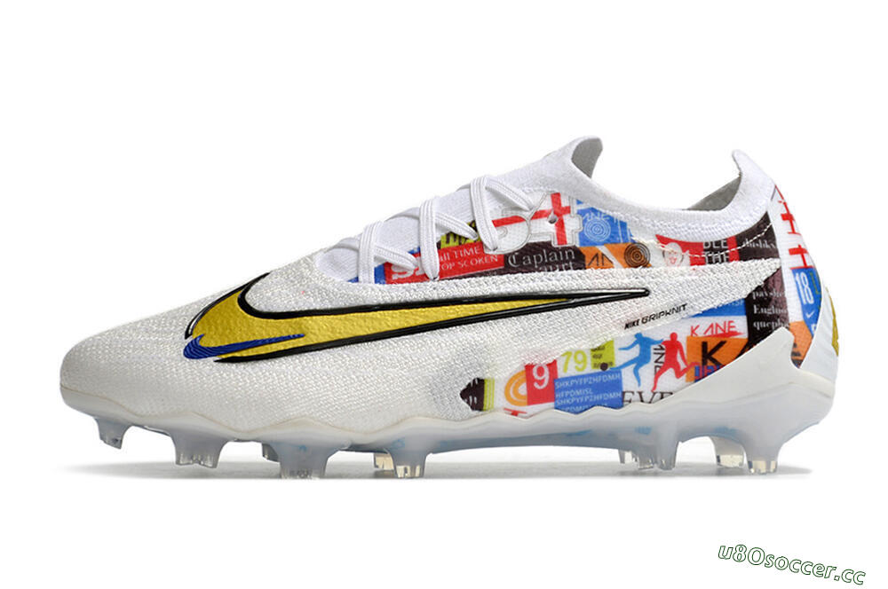 Men's Harry Kane x Nike Phantom GX Elite FG Firm Ground Low-Tops Football Boots - White/Gold/Blue 0