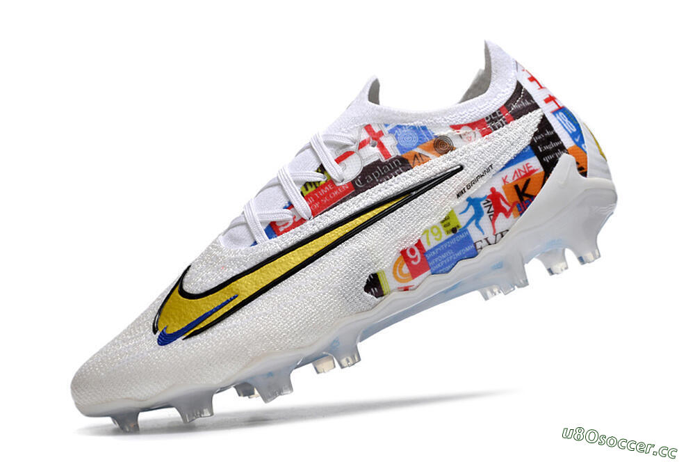 Men's Harry Kane x Nike Phantom GX Elite FG Firm Ground Low-Tops Football Boots - White/Gold/Blue 5