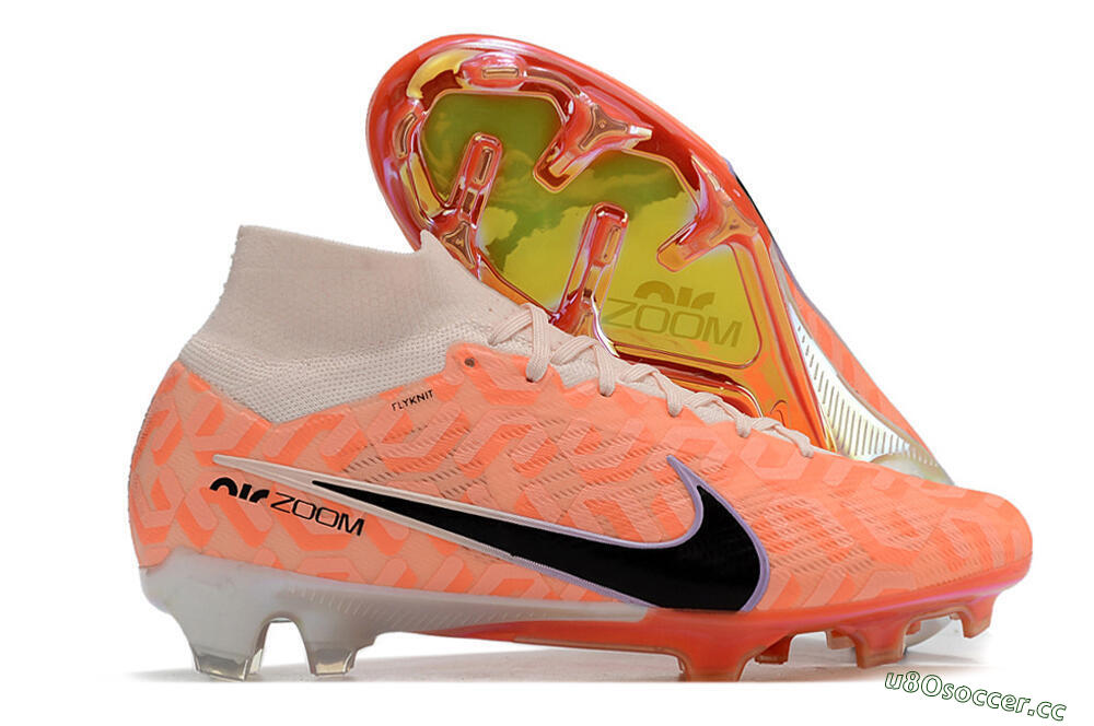 Unisex Nike Air Zoom Mercurial Superfly 9 Elite FG Firm Ground High-Tops Football Boots - White/Orange/Black 2