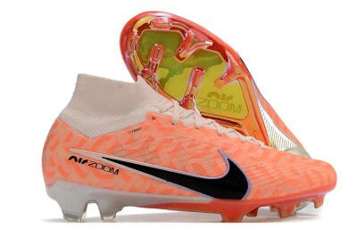 Unisex Nike Air Zoom Mercurial Superfly 9 Elite FG Firm Ground High-Tops Football Boots - White/Orange/Black
