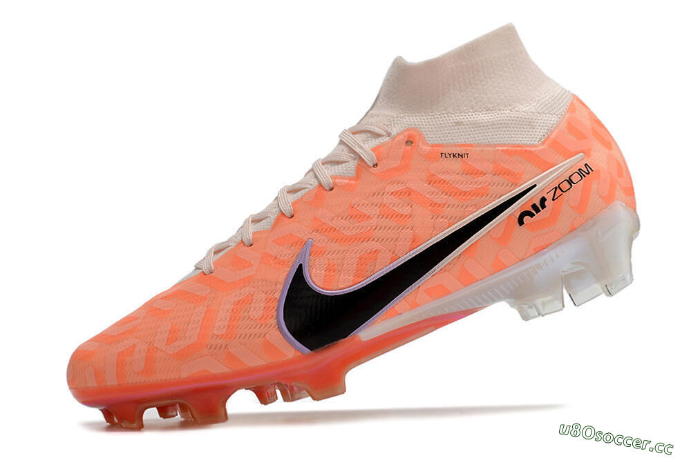 Unisex Nike Air Zoom Mercurial Superfly 9 Elite FG Firm Ground High-Tops Football Boots - White/Orange/Black 5