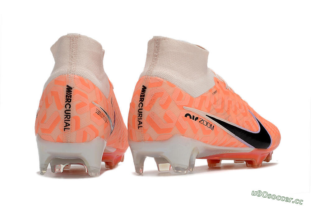 Unisex Nike Air Zoom Mercurial Superfly 9 Elite FG Firm Ground High-Tops Football Boots - White/Orange/Black 6