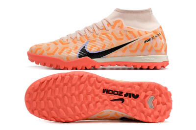 Men's Nike Air Zoom Mercurial Superfly 9 Elite TF Artificial Turf High-Tops Football Shoes - Orange/White/Black