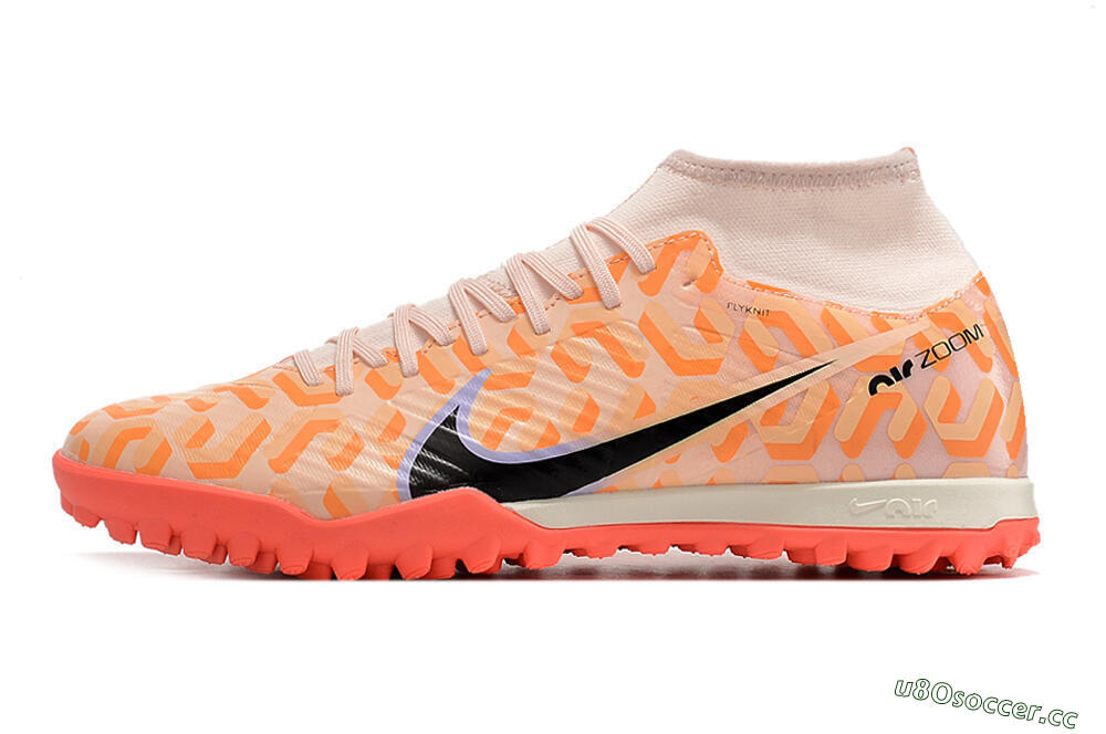 Men's Nike Air Zoom Mercurial Superfly 9 Elite TF Artificial Turf High-Tops Football Shoes - Orange/White/Black 0
