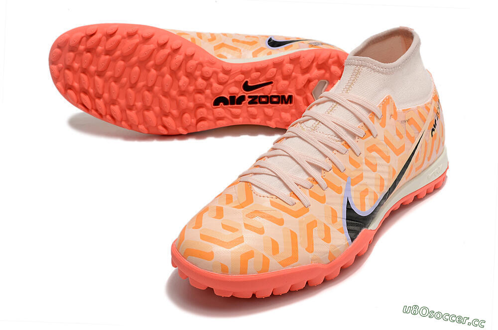 Men's Nike Air Zoom Mercurial Superfly 9 Elite TF Artificial Turf High-Tops Football Shoes - Orange/White/Black 3