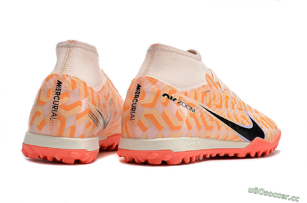 Men's Nike Air Zoom Mercurial Superfly 9 Elite TF Artificial Turf High-Tops Football Shoes - Orange/White/Black 6