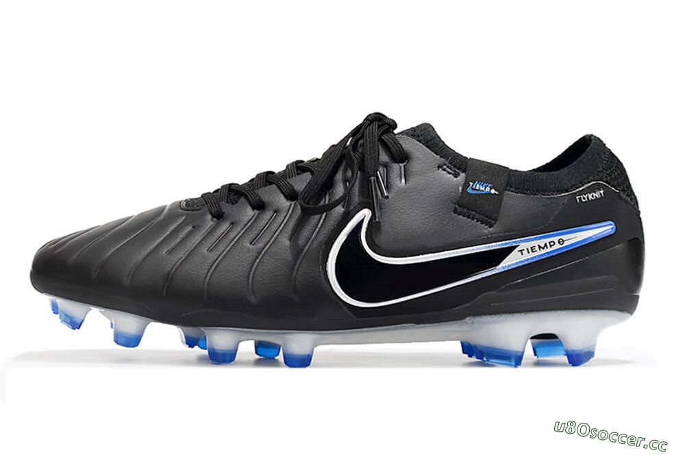 Men's Nike Tiempo Legend 10 Elite FG Firm Ground Low-Tops Football Boots - Black/Blue/Sliver 0