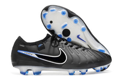 Men's Nike Tiempo Legend 10 Elite FG Firm Ground Low-Tops Football Boots - Black/Blue/Sliver