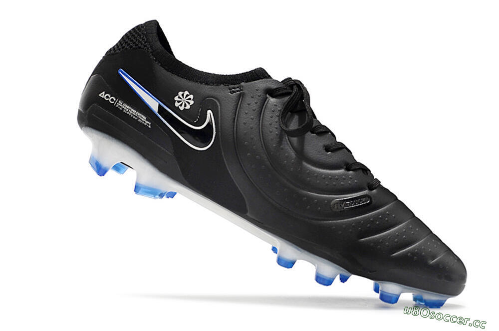 Men's Nike Tiempo Legend 10 Elite FG Firm Ground Low-Tops Football Boots - Black/Blue/Sliver 4